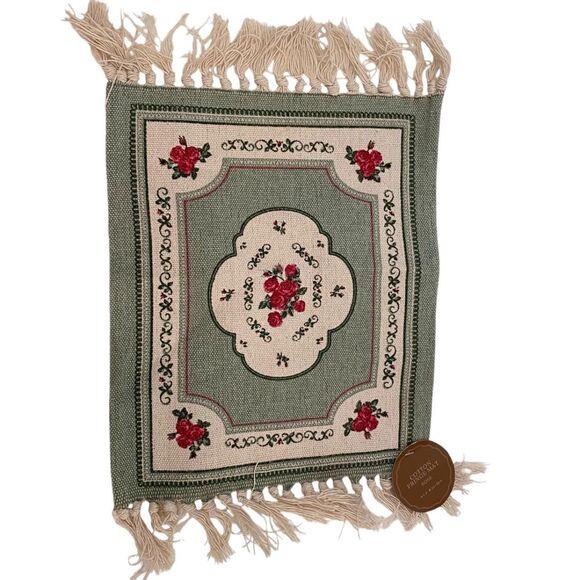 Small Fringe Decor Placemat. Floral. Multicolor - Picture 1 of 8